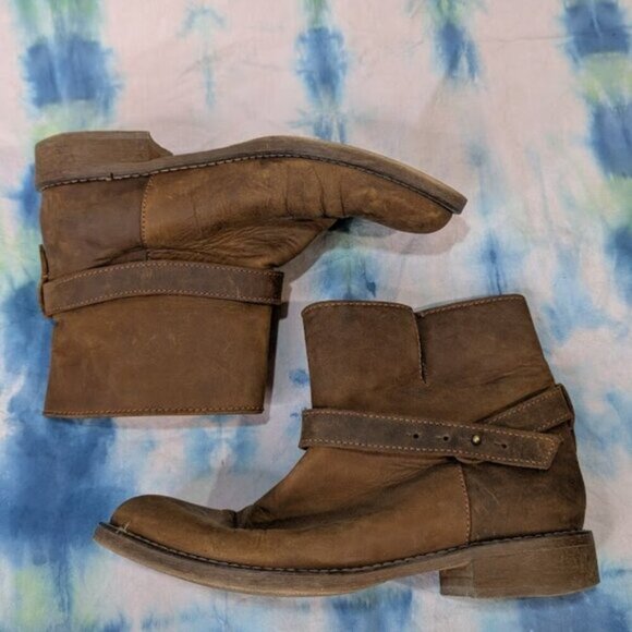 Madewell The Biker Brown Distressed Boots Size 7.5 - Picture 6 of 10